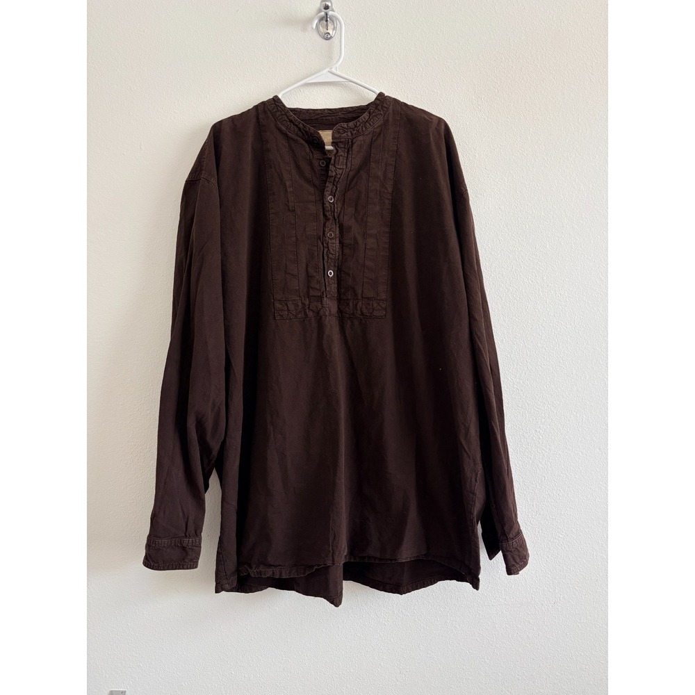 Scully Shirt Mne XXL Brown Western Rodeo Peruvian Cotton RW218 Band Collar‎ Bib